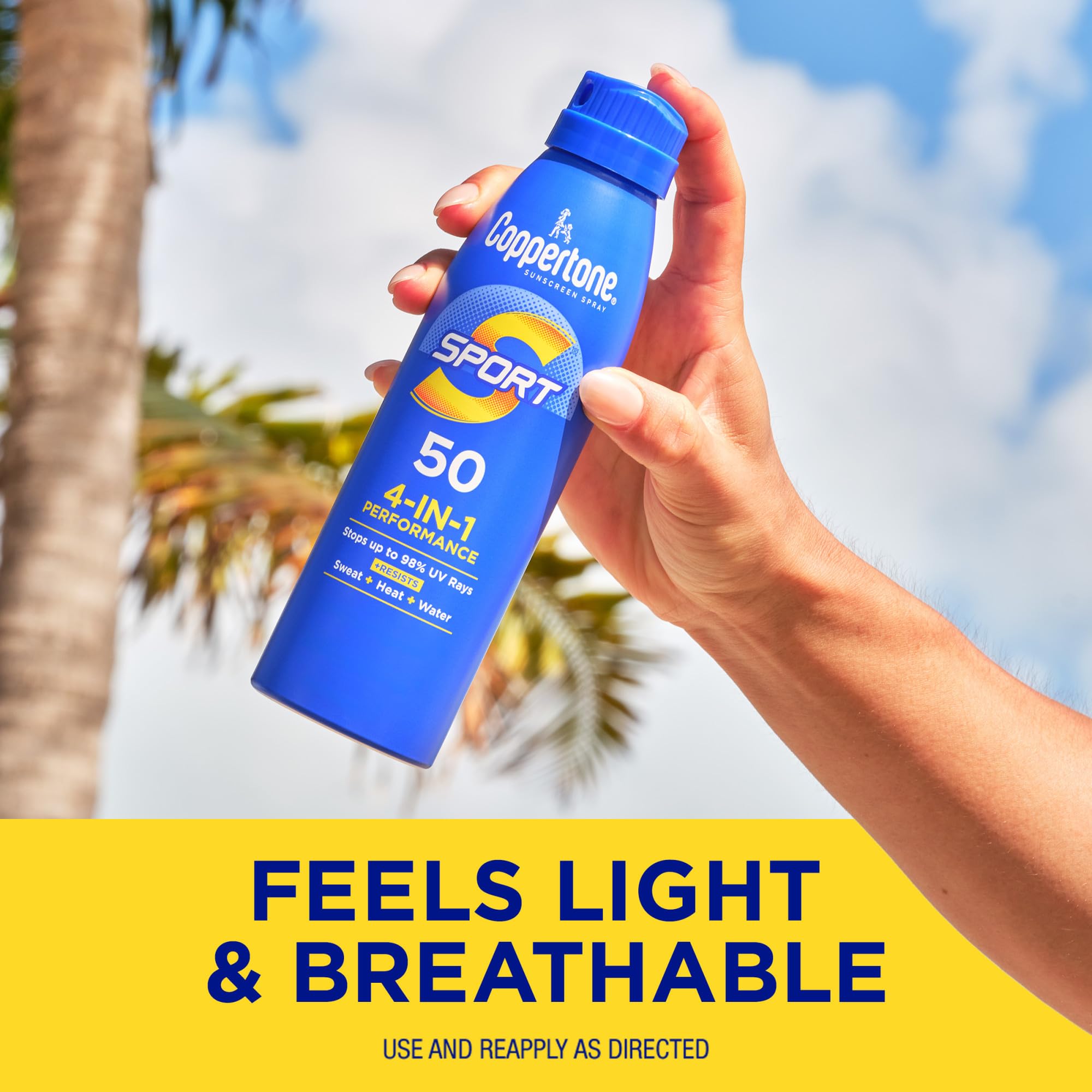 Coppertone Sport Sunscreen Spray, Broad Spectrum SPF 50 Water Resistant Spray Sunscreen, 5.5 Oz - Image 8